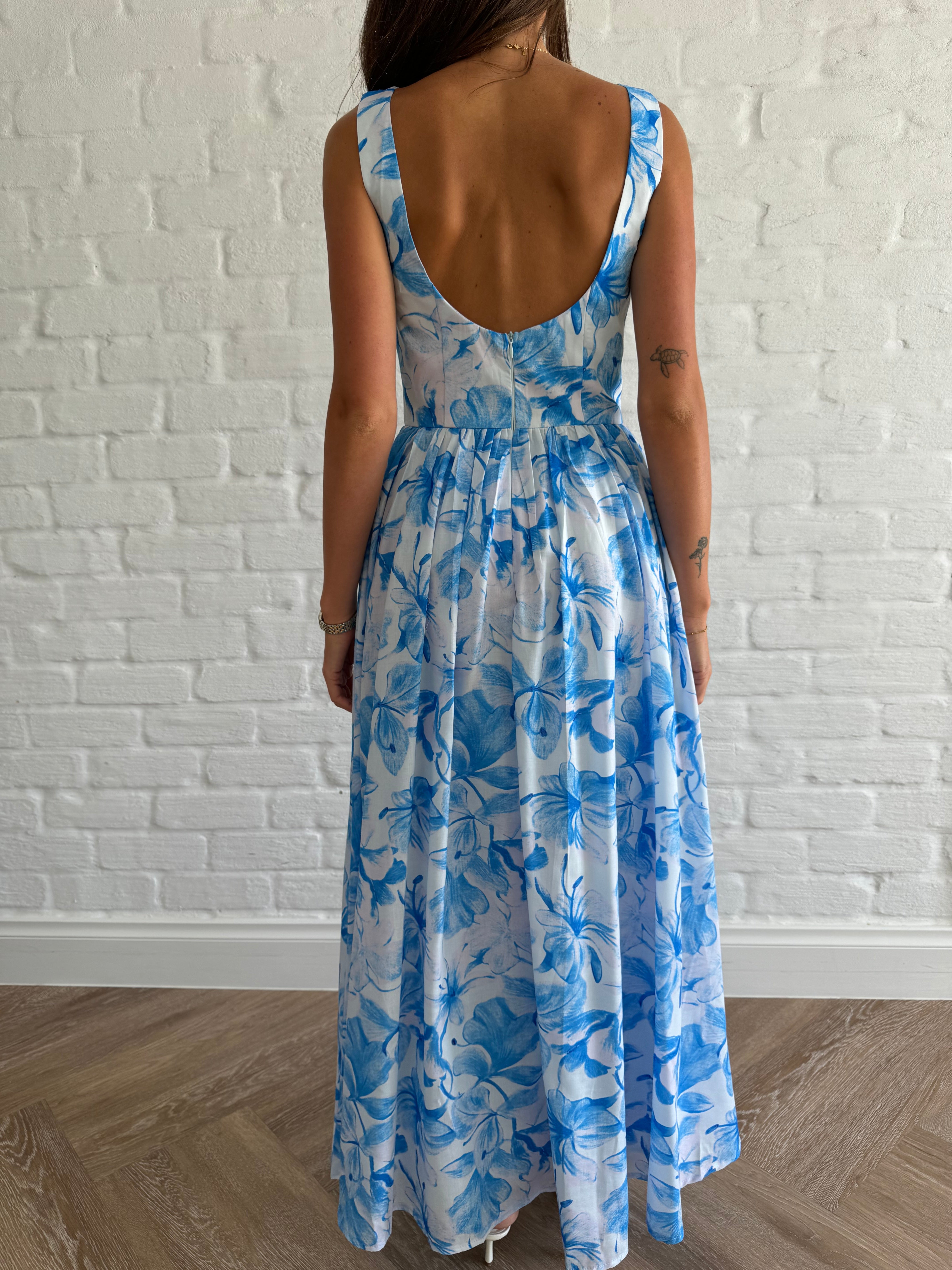 Floral state dress/Blue