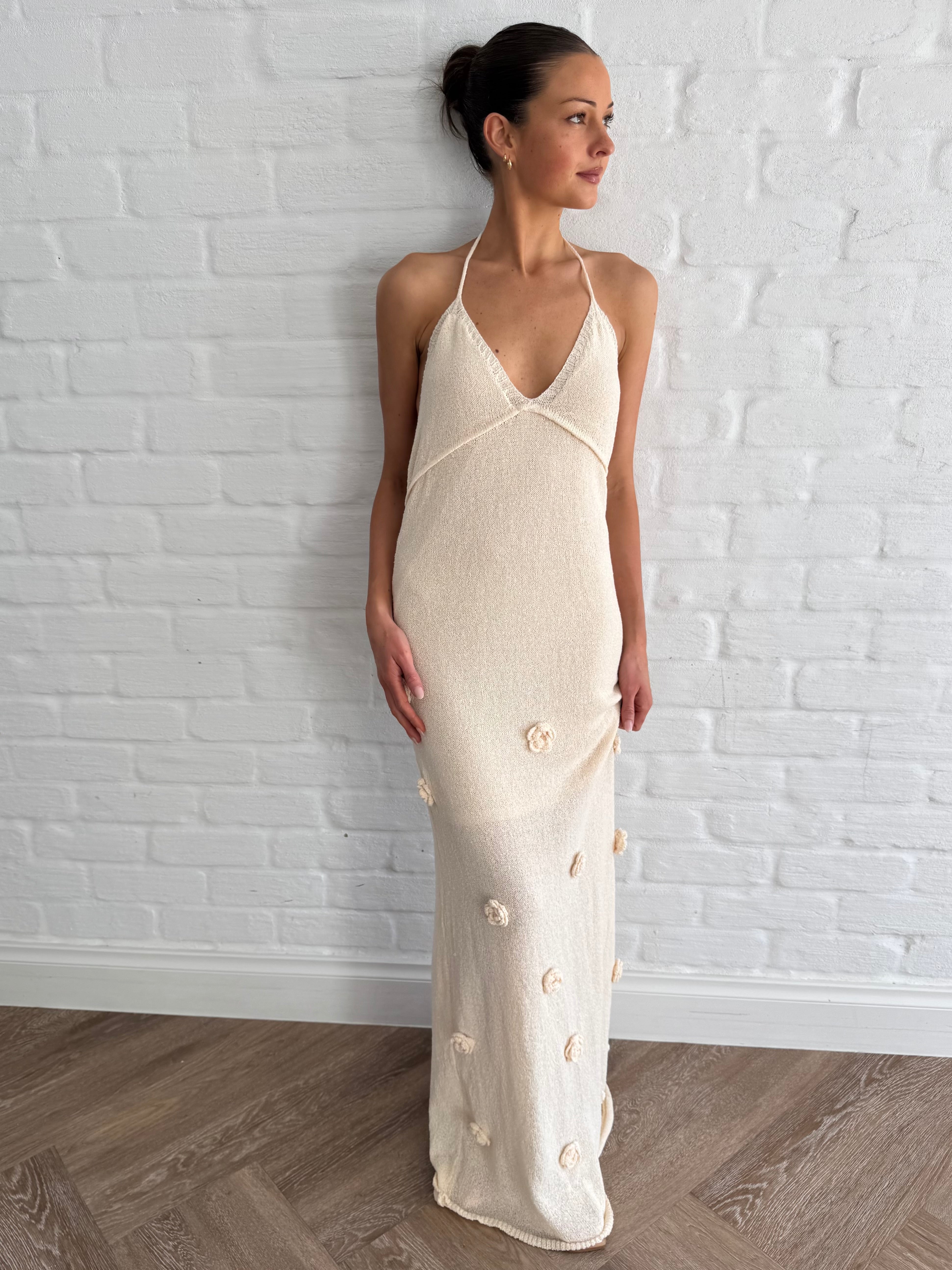 Petal drift halter dress