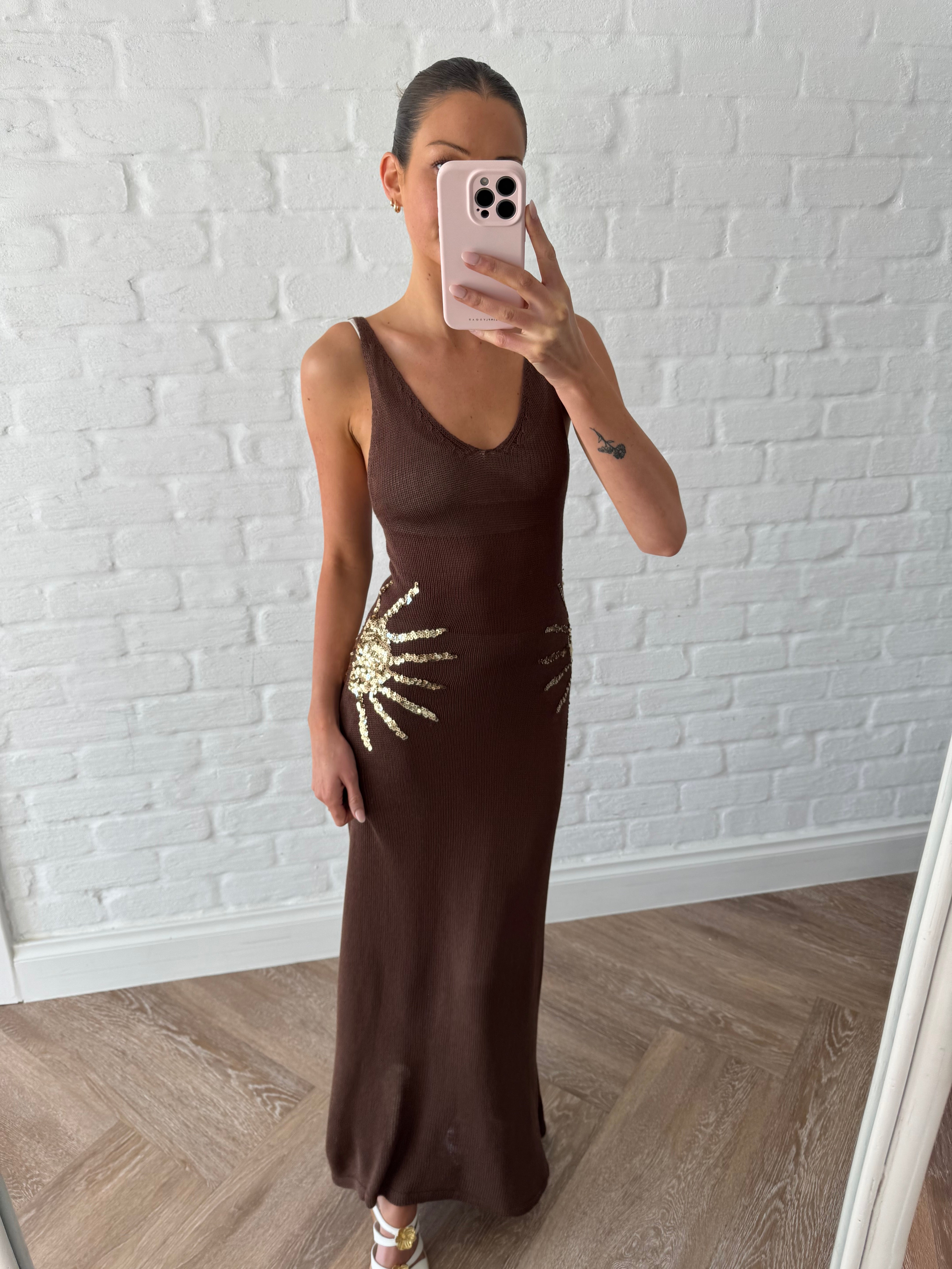 Solar radiance maxi dress (Brown)
