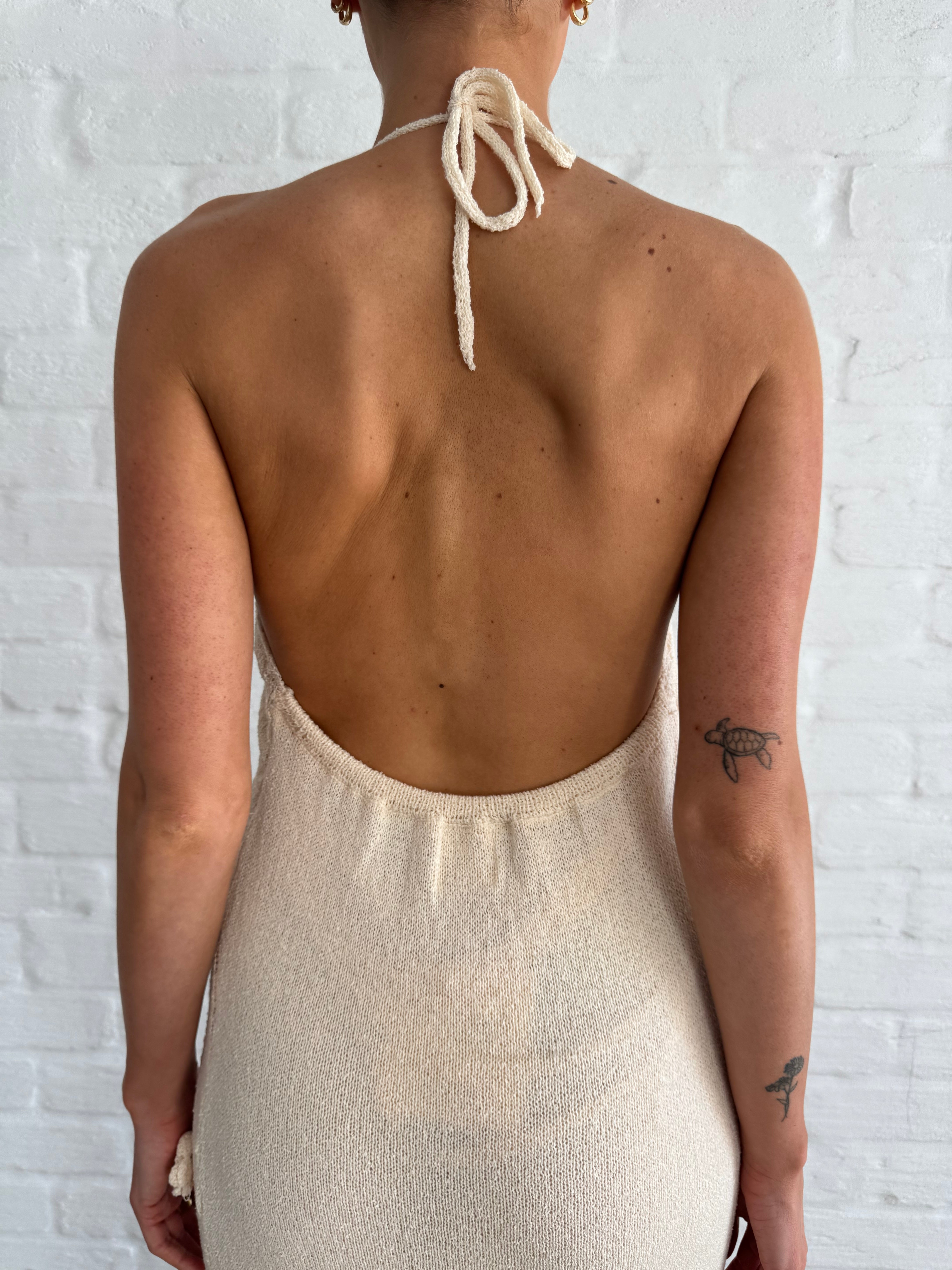 Petal drift halter dress