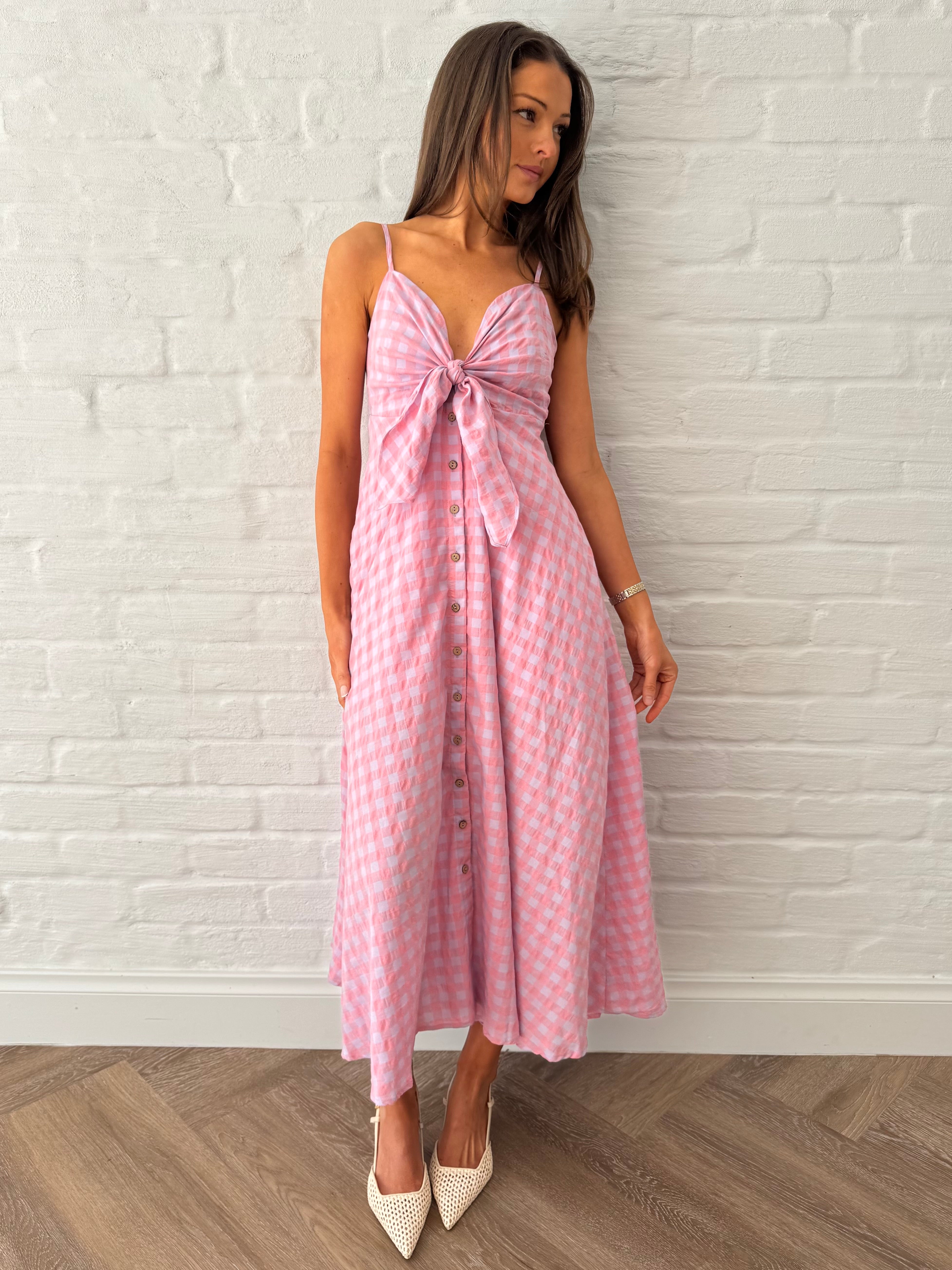 Candy gingham midi dress