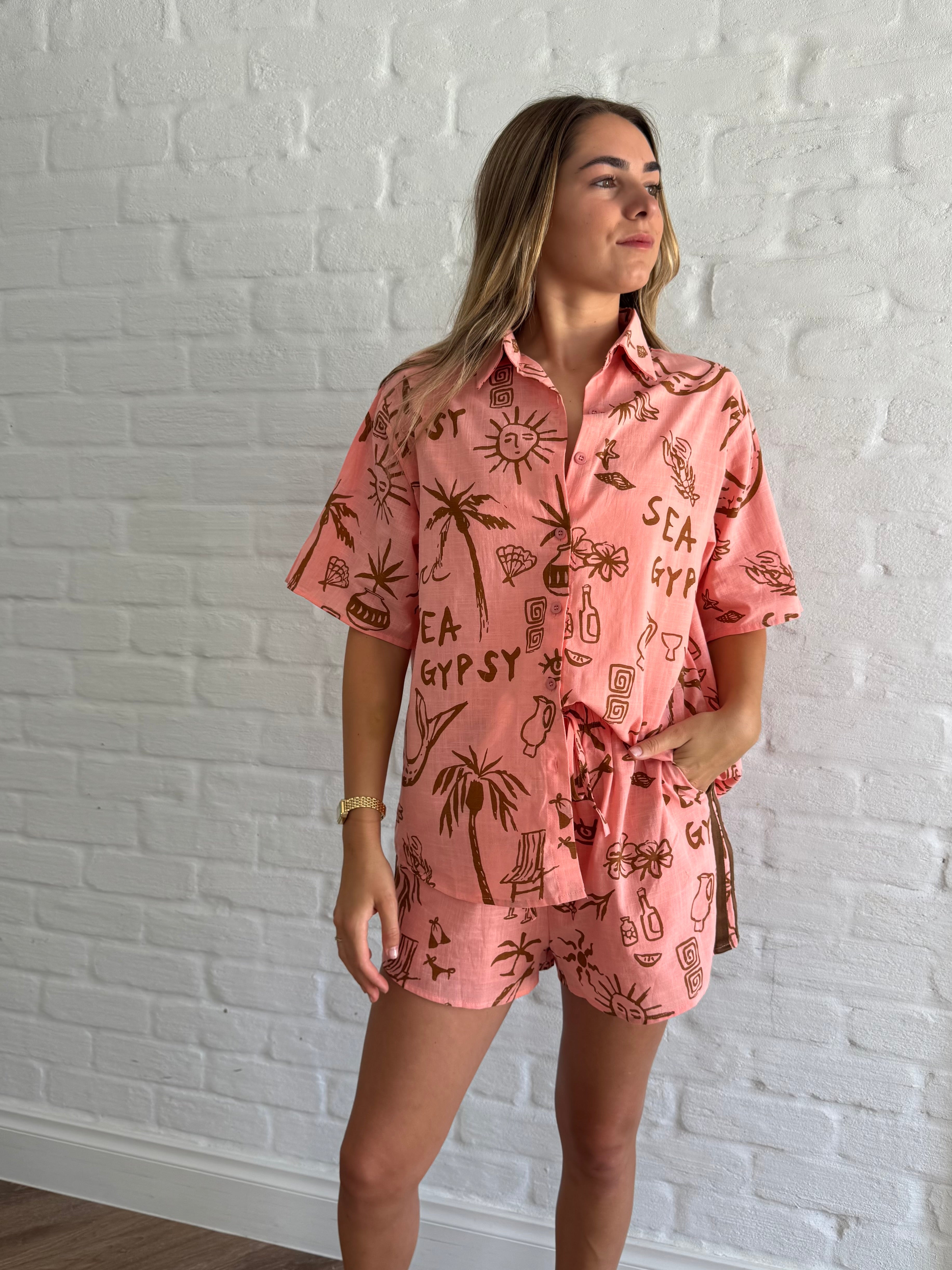 Gypsy racer short set (Coral)