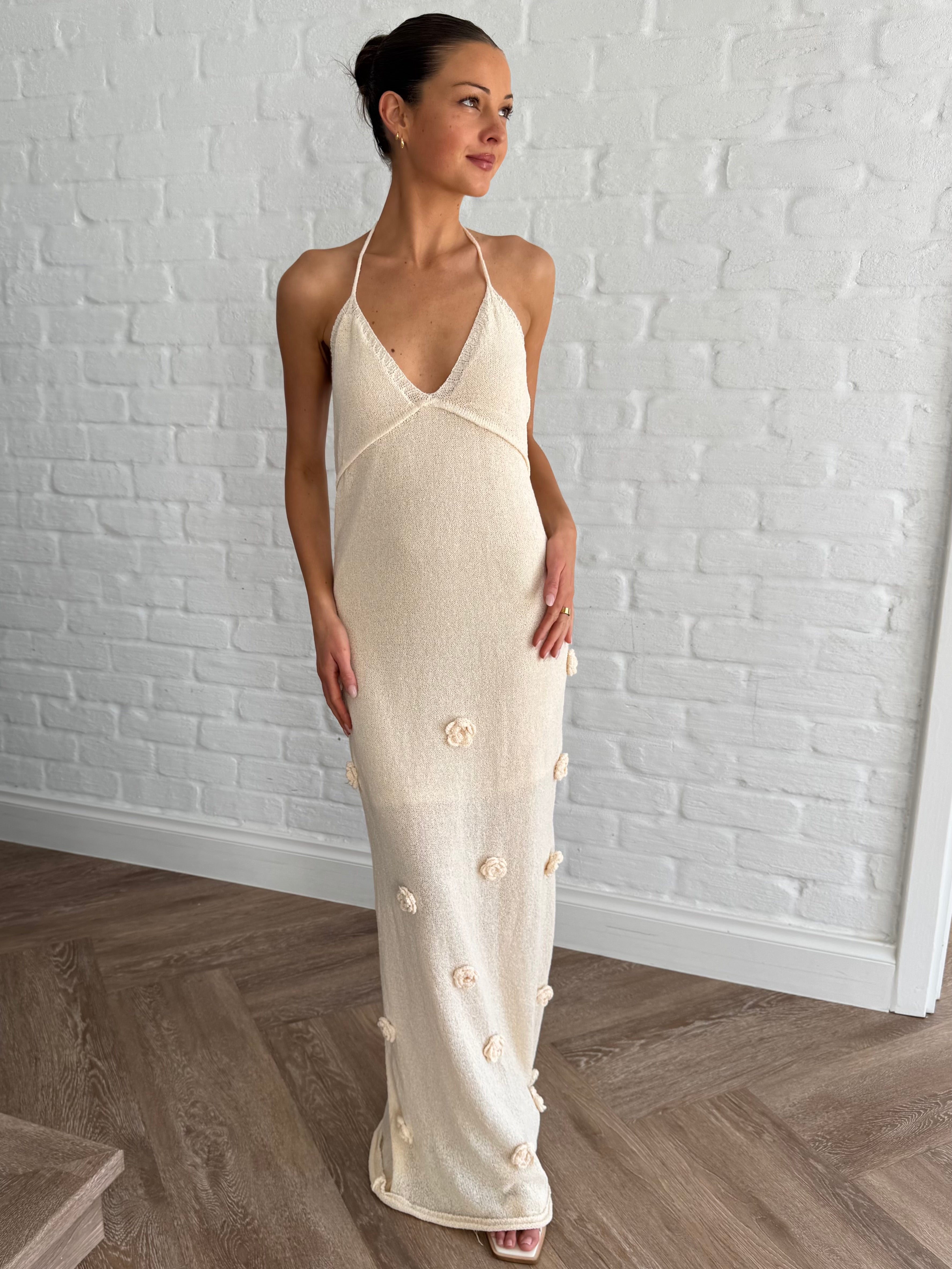 Petal drift halter dress
