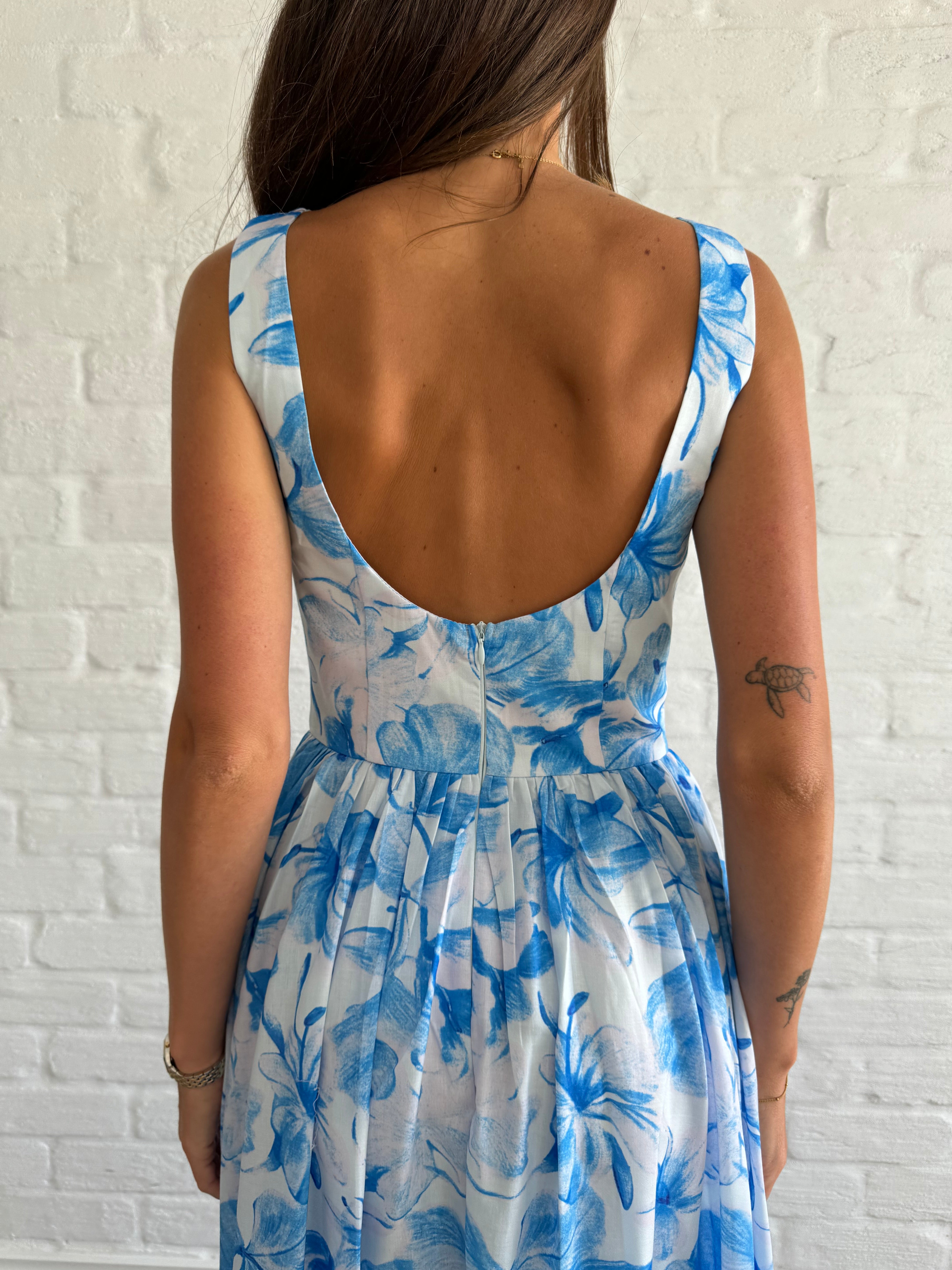 Floral state dress/Blue