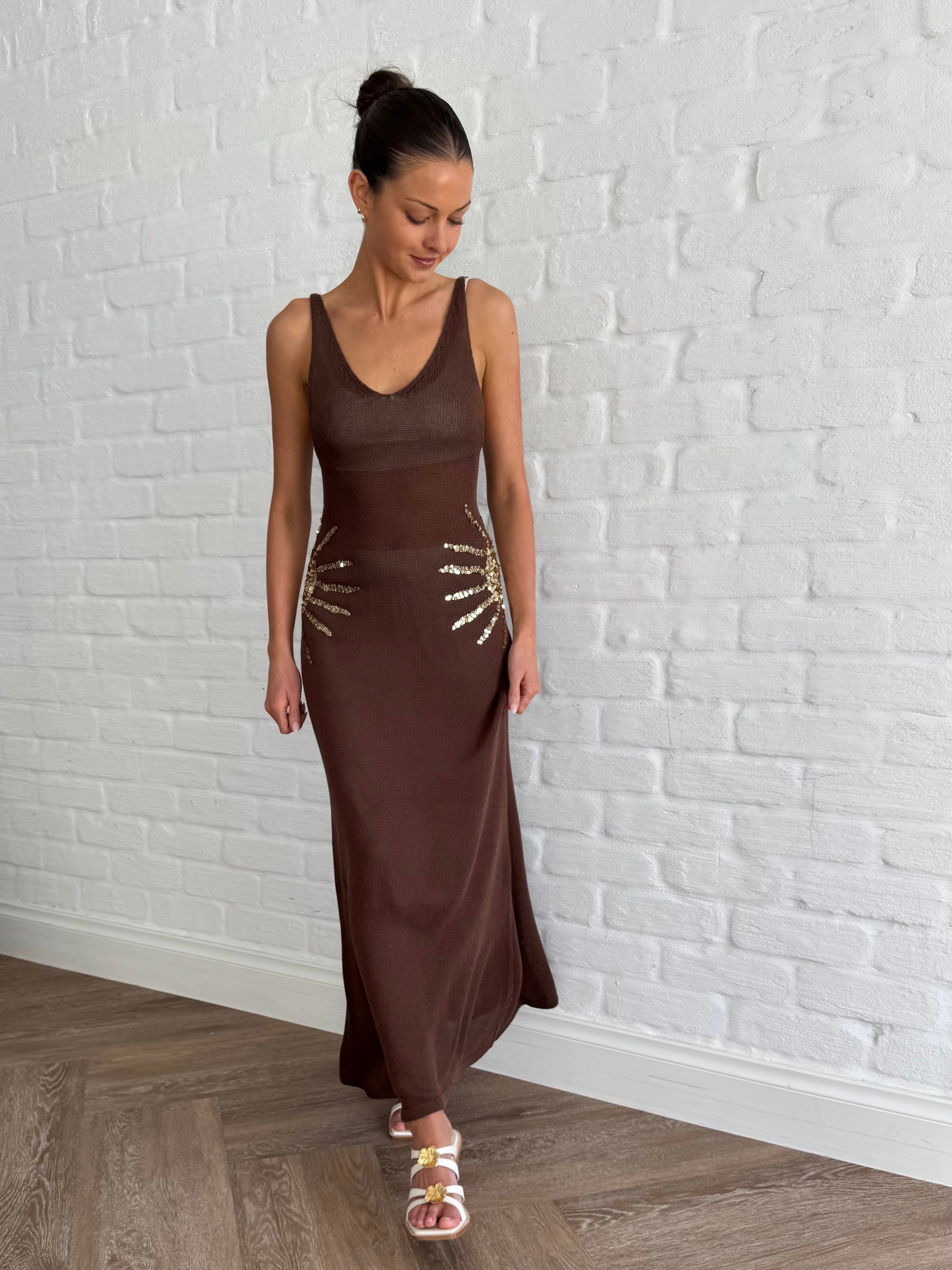 Solar radiance maxi dress (Brown)