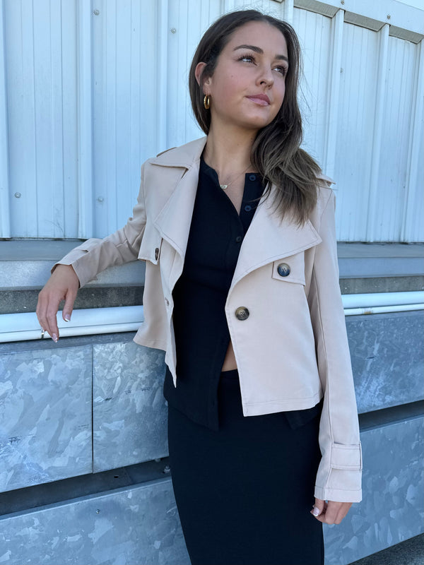 Dominique Cropped Trench - Beige
