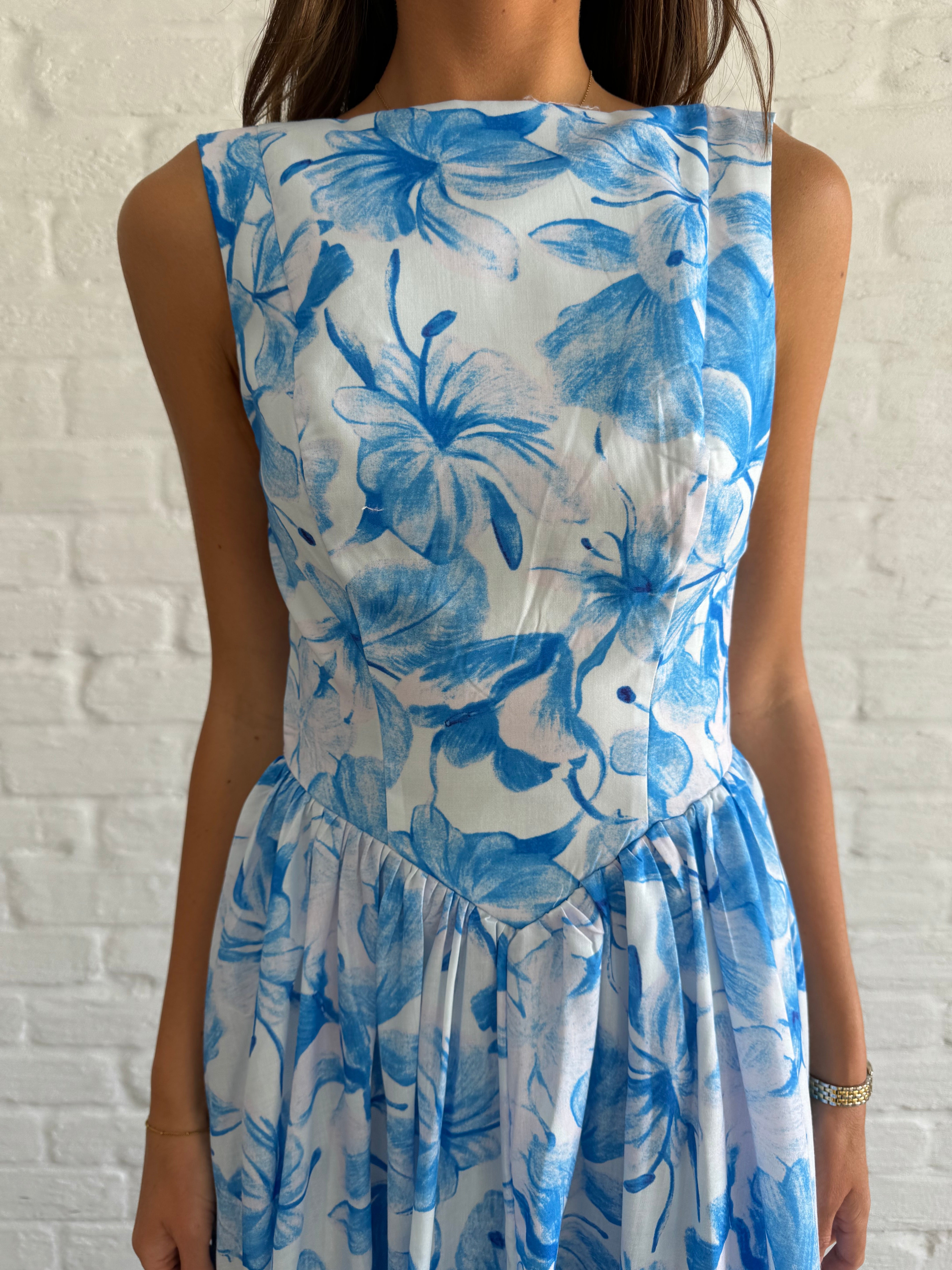 Floral state dress/Blue