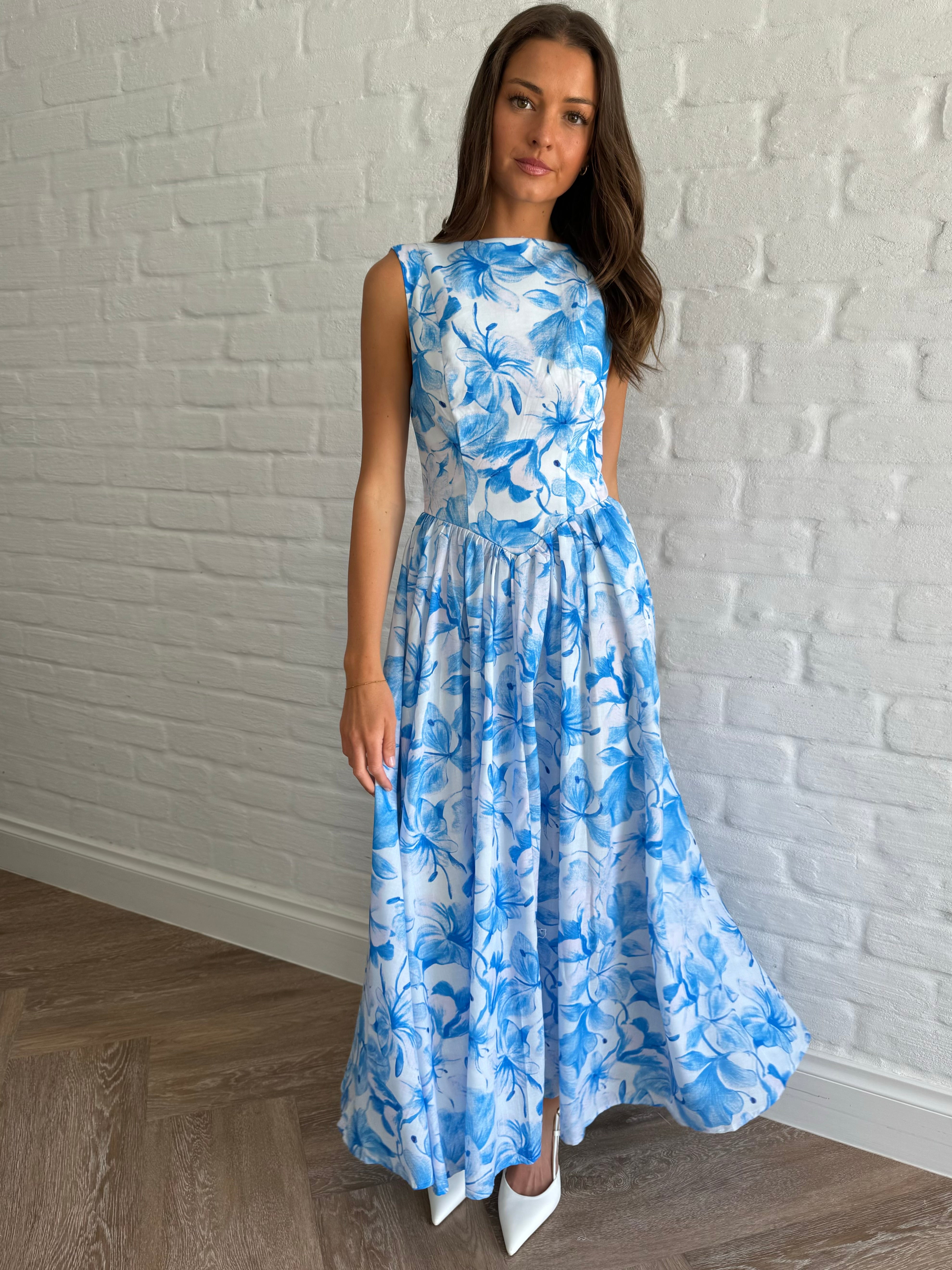 Floral state dress/Blue