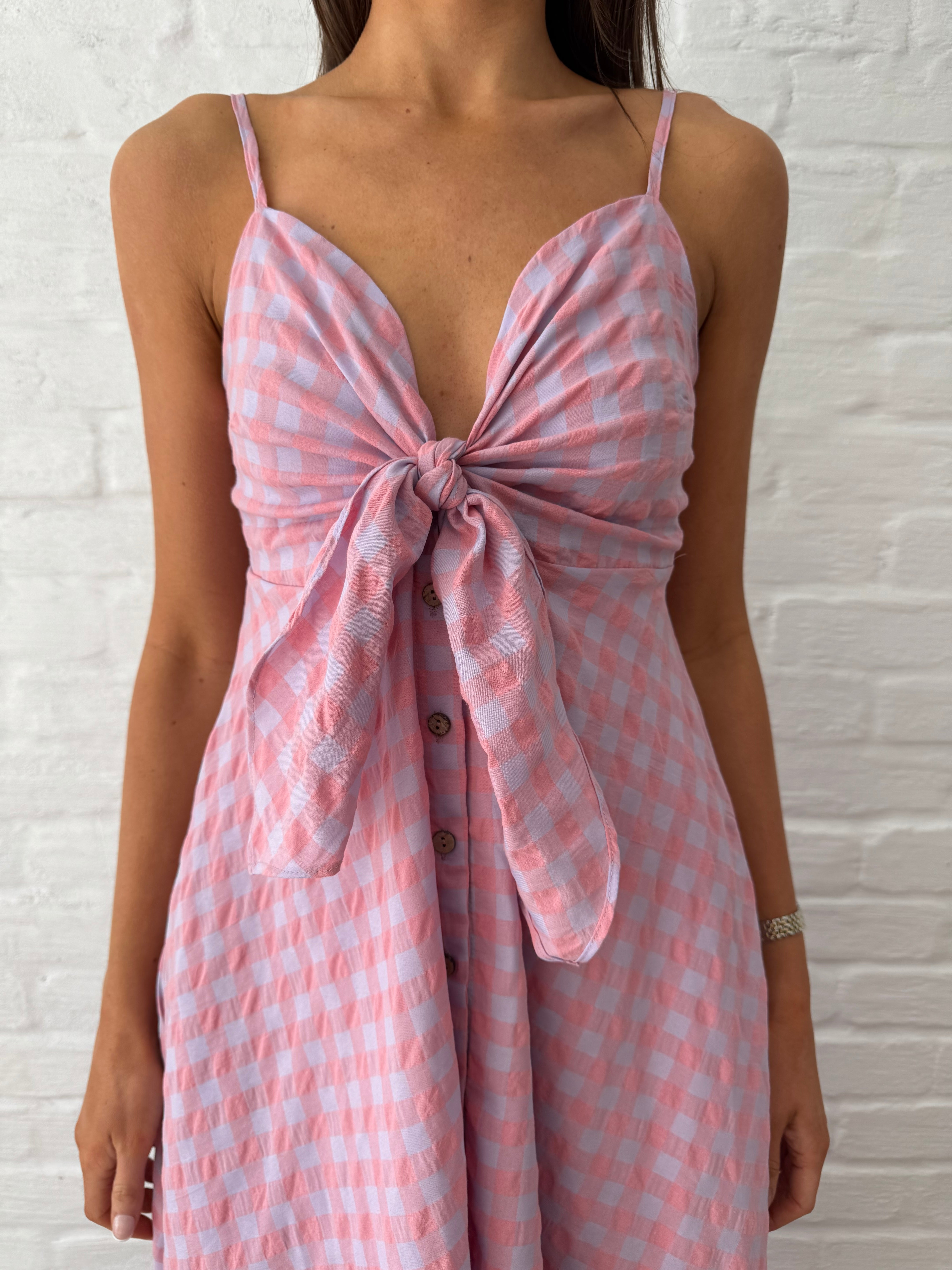 Candy gingham midi dress