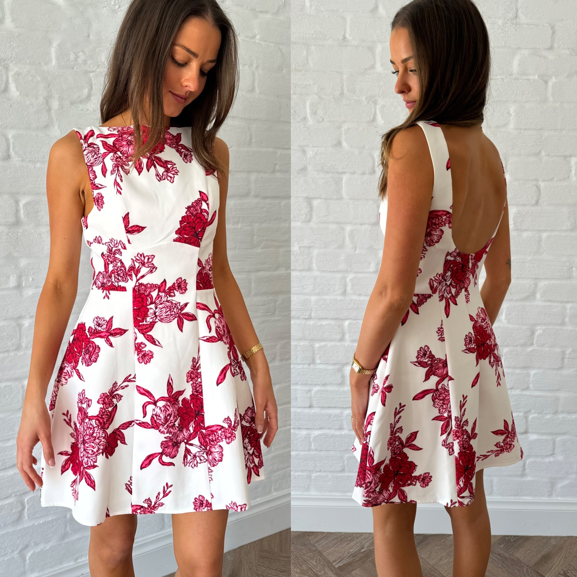 Audrey Floral Dress / Red