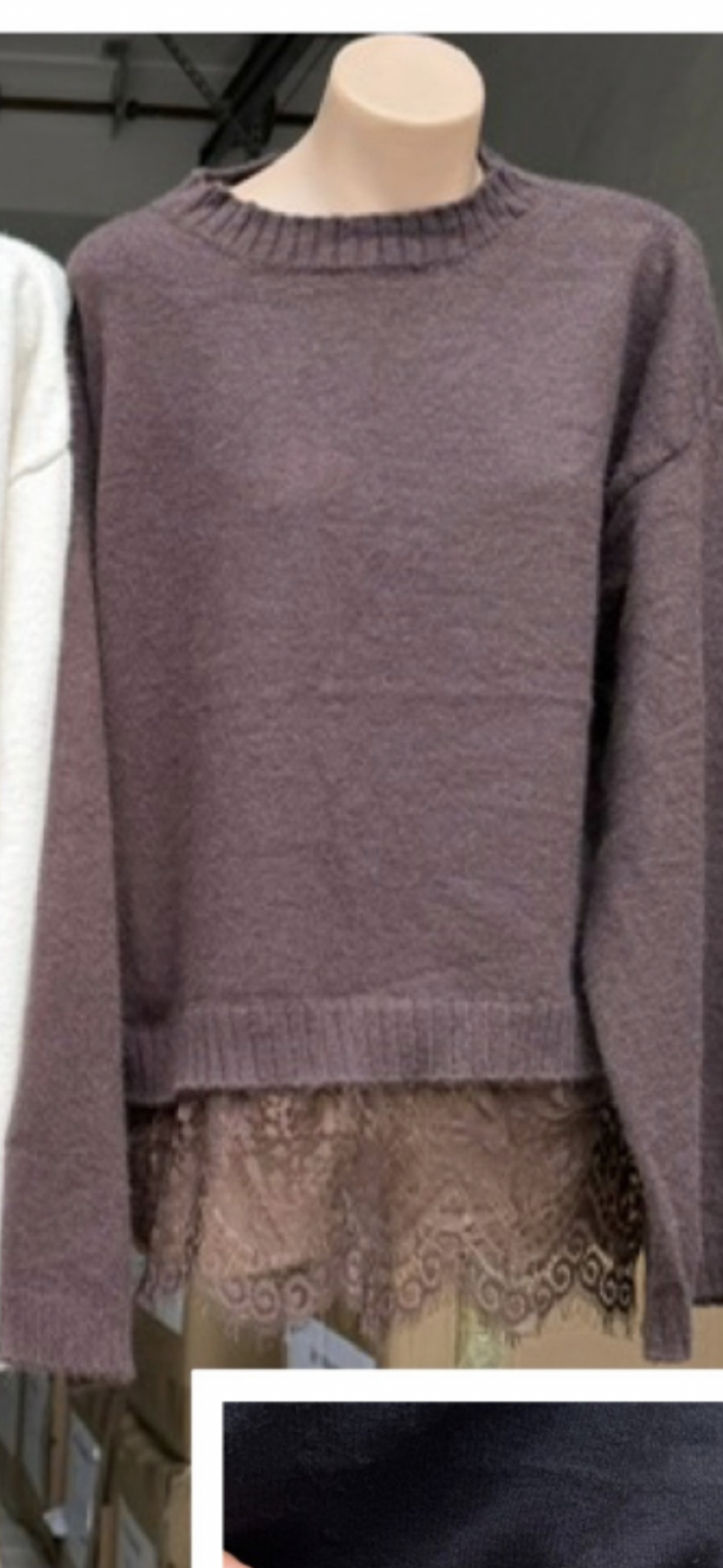 Lace trim jumper (Brown)