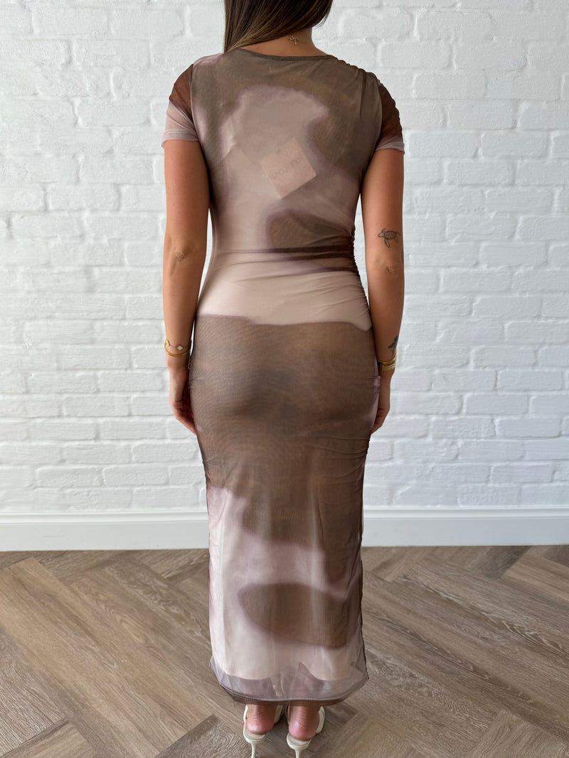 Jayla Mesh Dress / Brown - rnayclothing