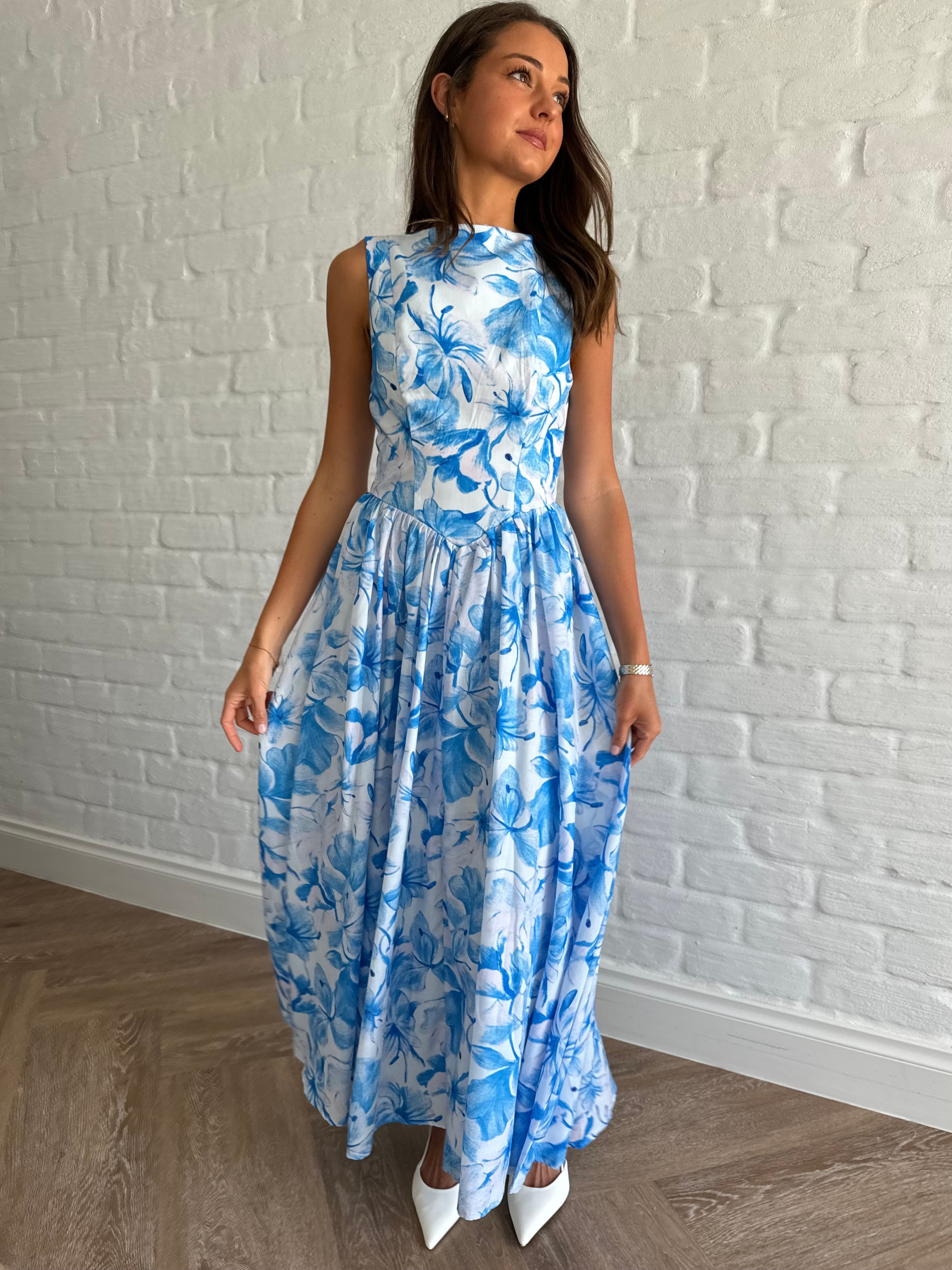 Floral state dress/Blue