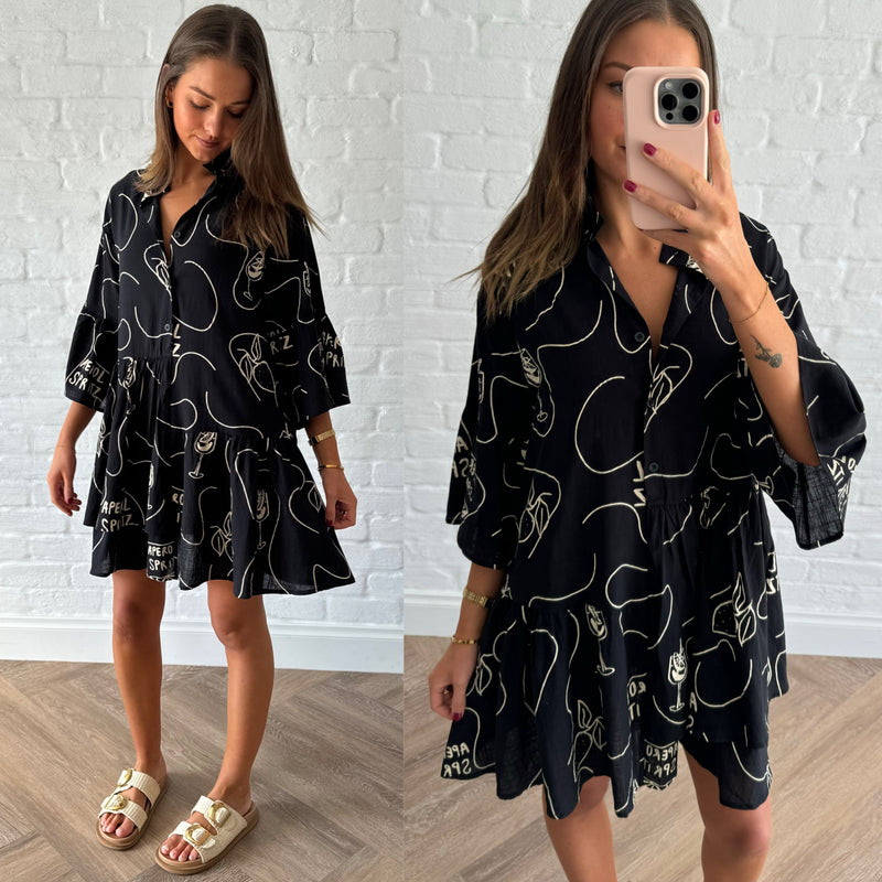 Aperol shirt dress / black