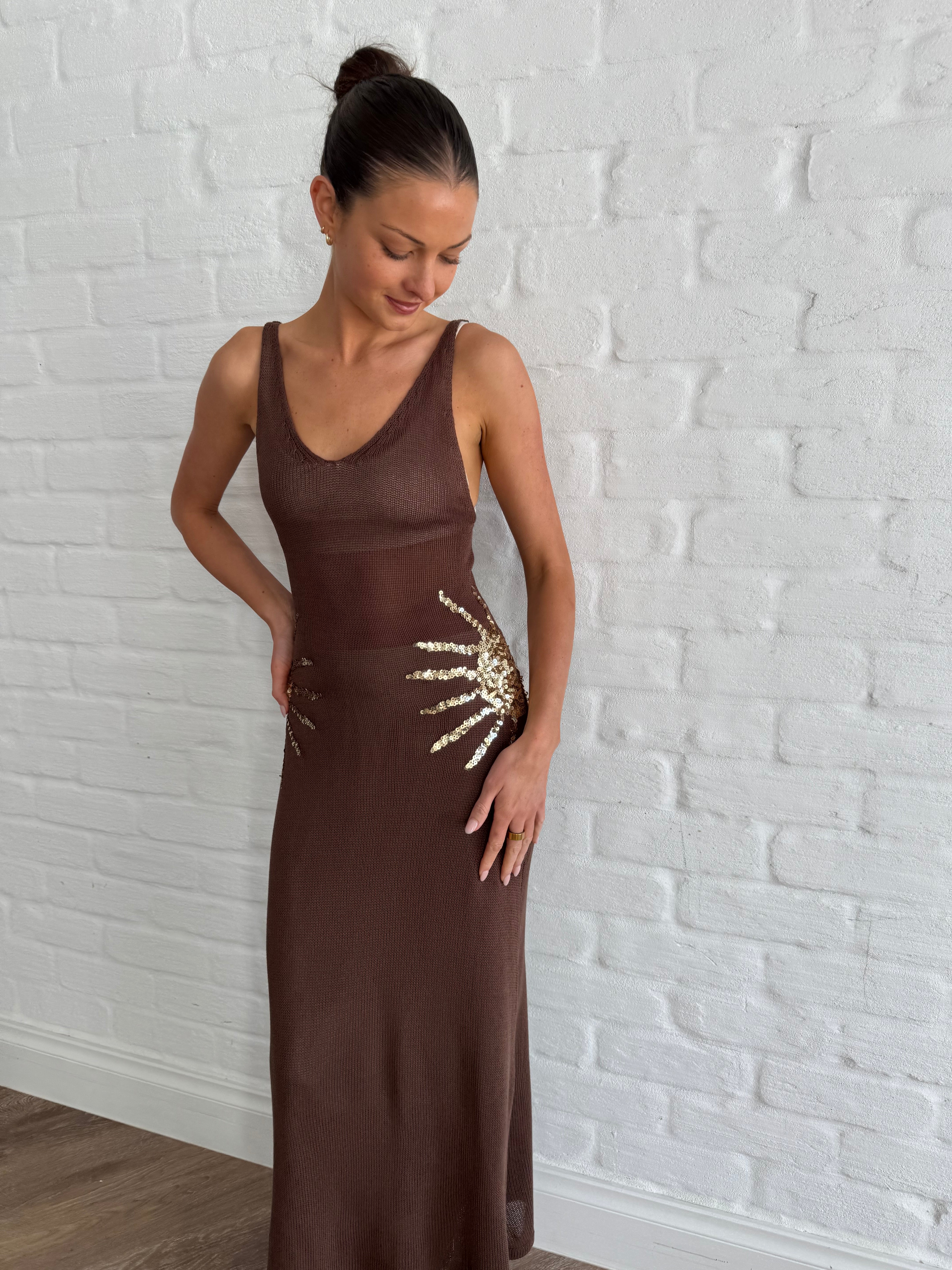 Solar radiance maxi dress (Brown)