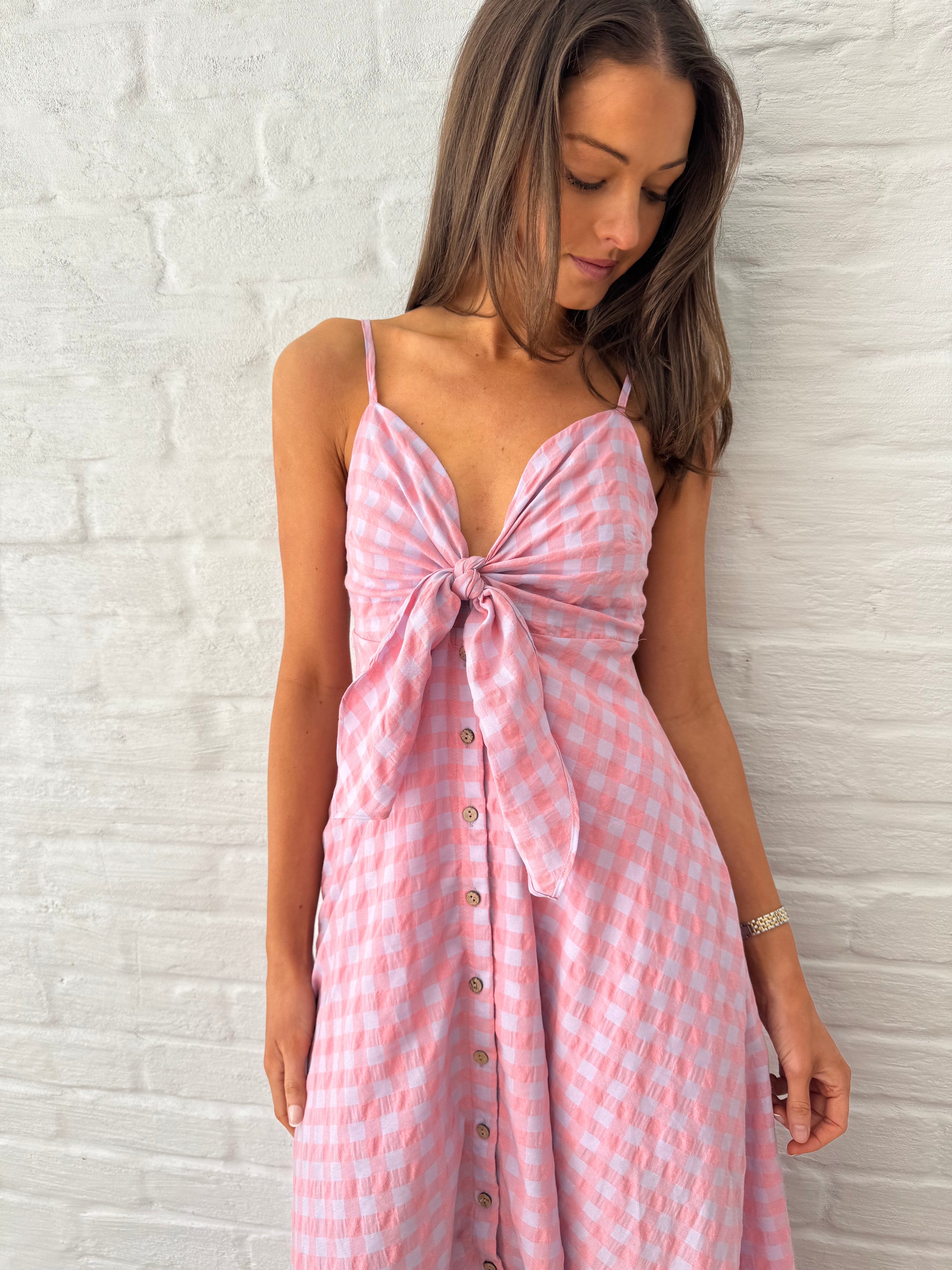 Candy gingham midi dress
