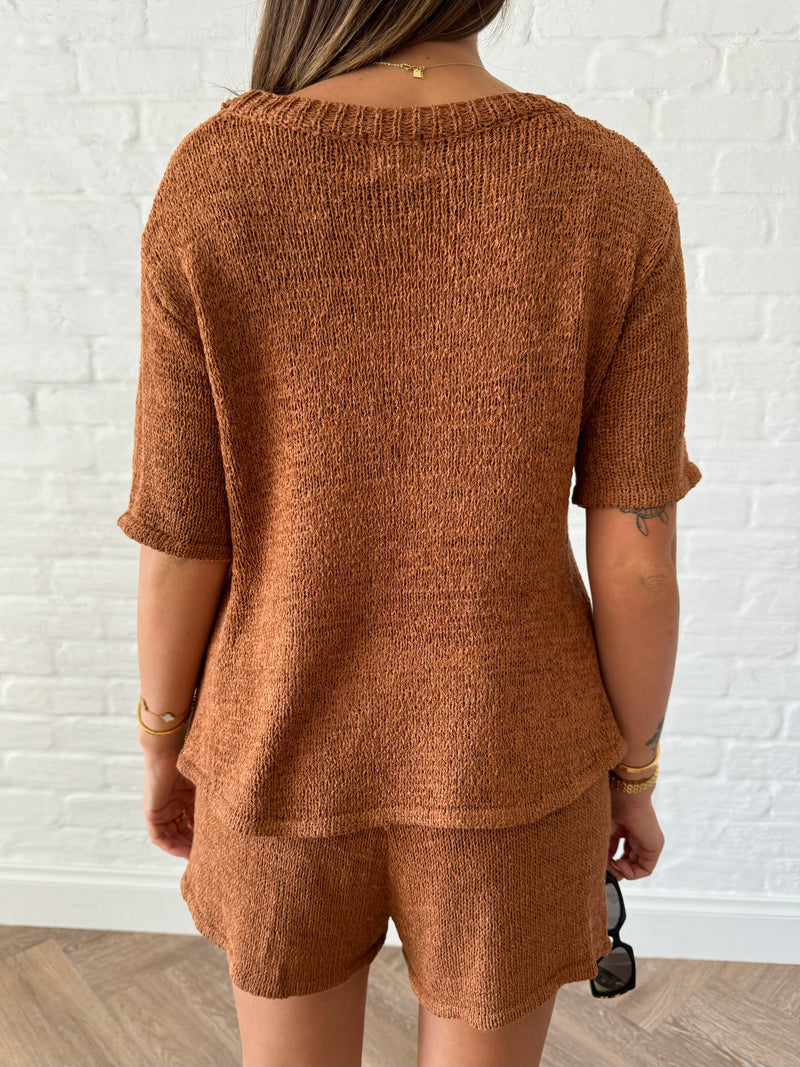 Cameron Knit Set / Brown - rnayclothing
