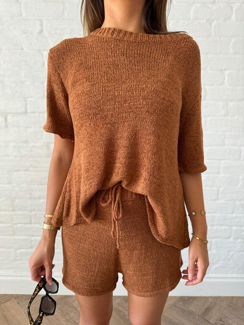 Cameron Knit Set / Brown - rnayclothing