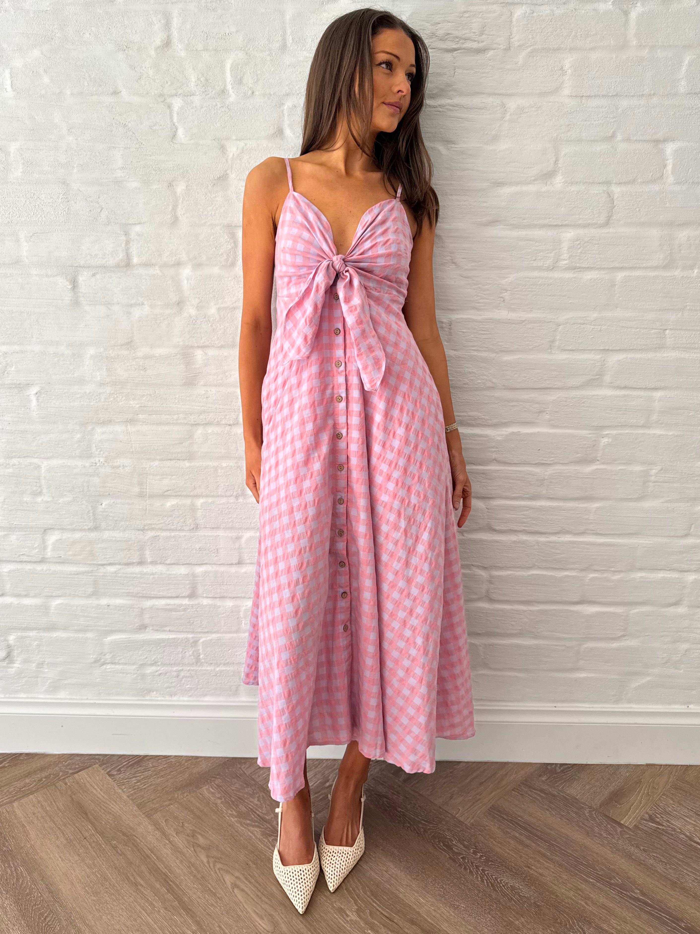 Candy gingham midi dress
