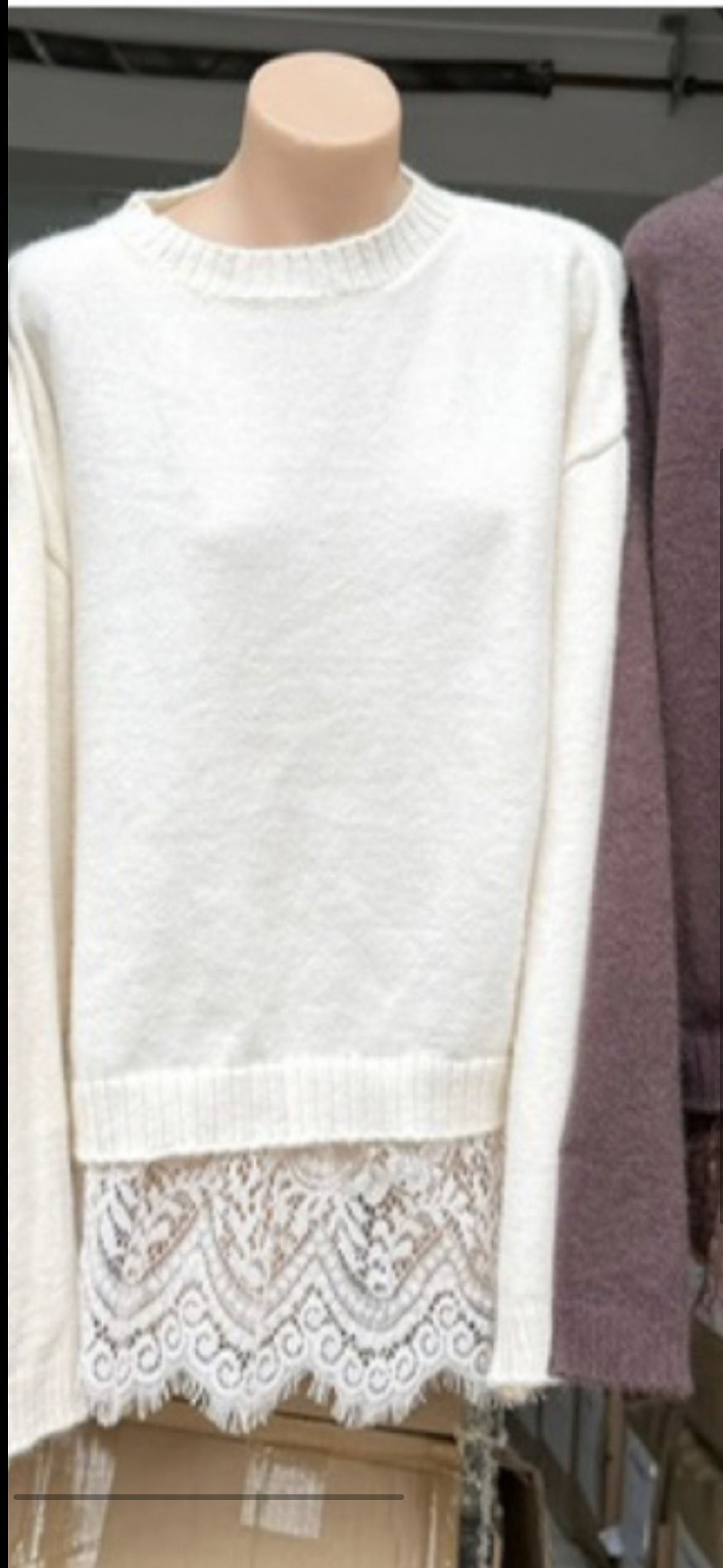 Lace trim jumper (Cream)