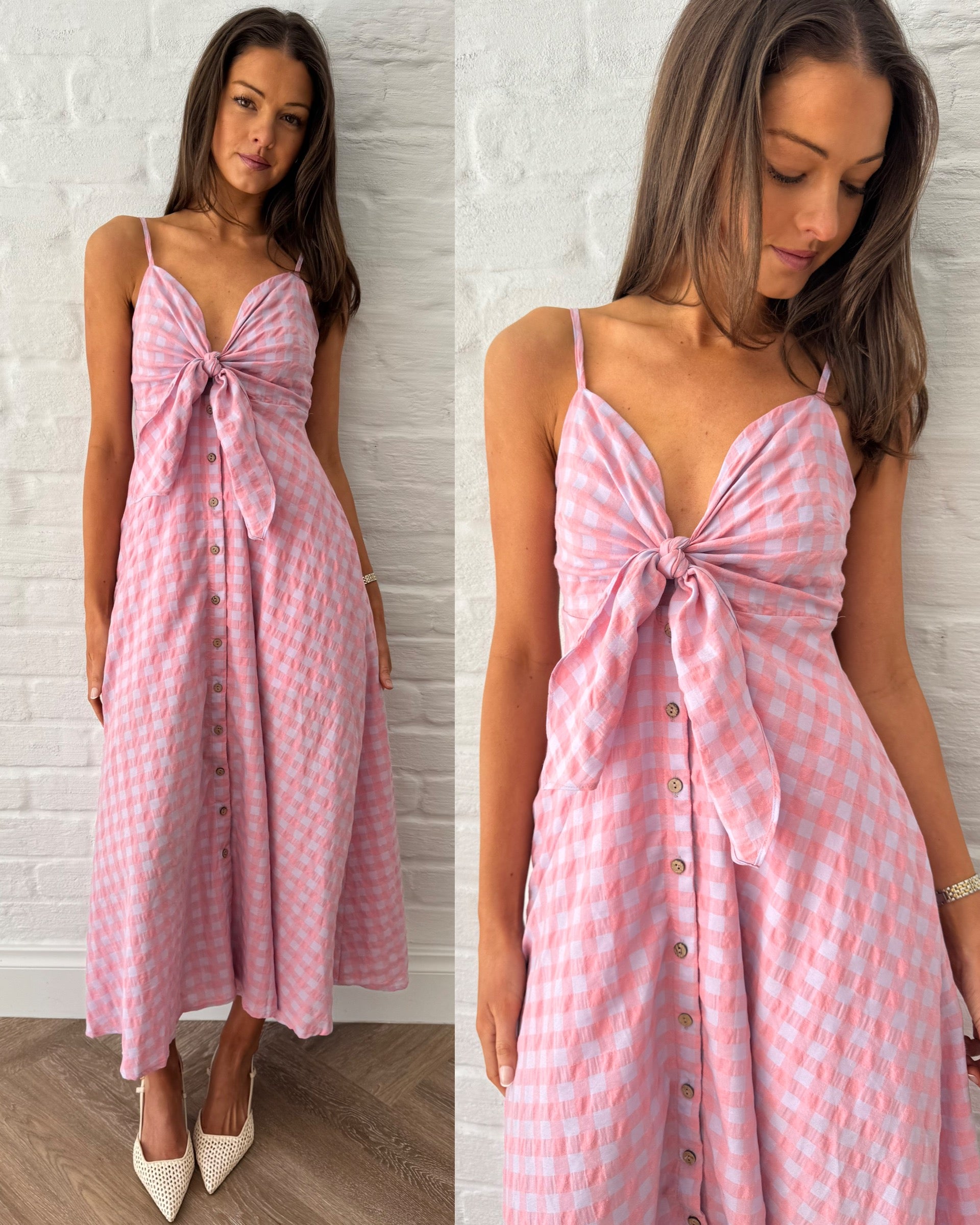 Candy gingham midi dress