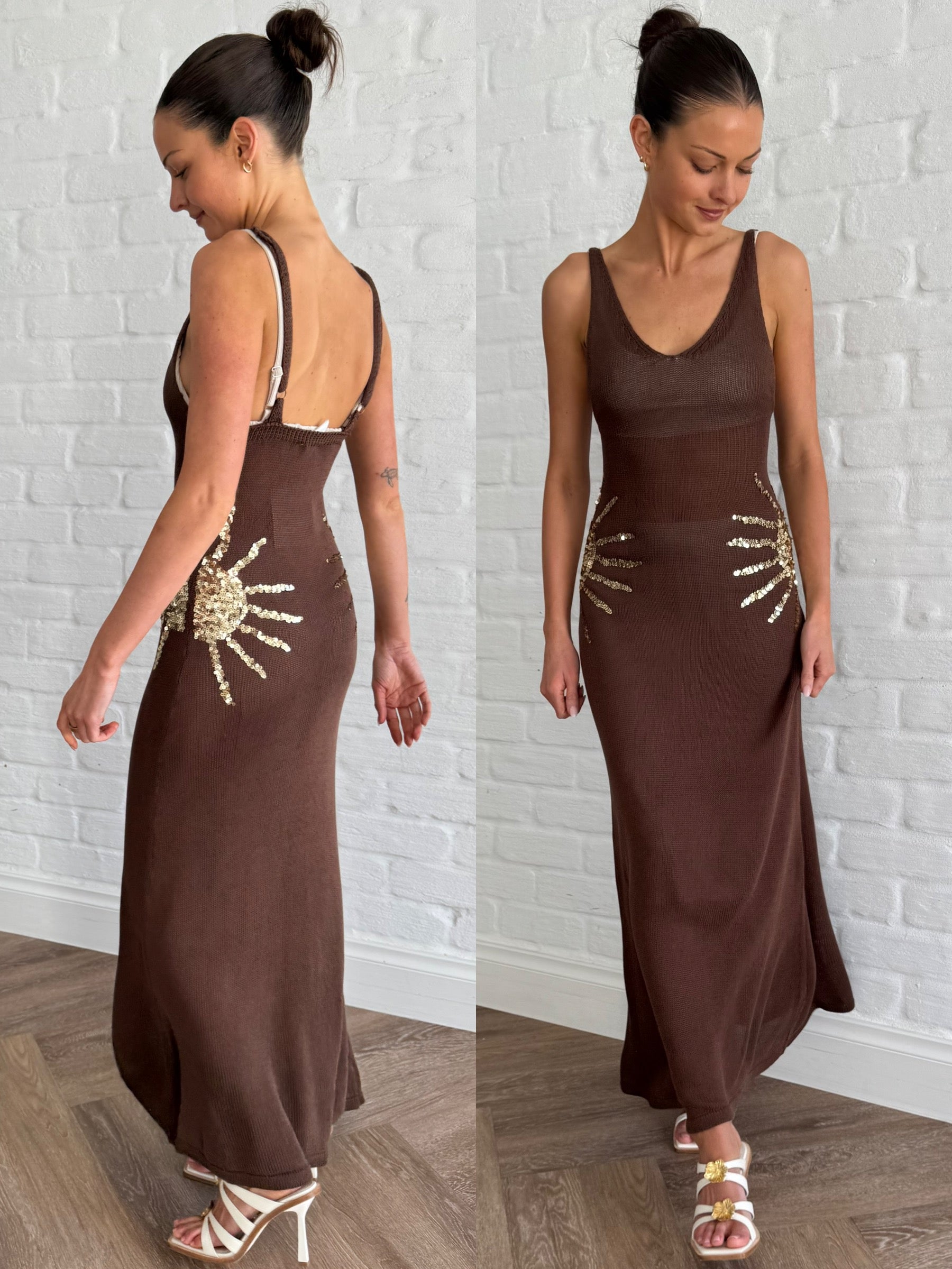 Solar radiance maxi dress (Brown)