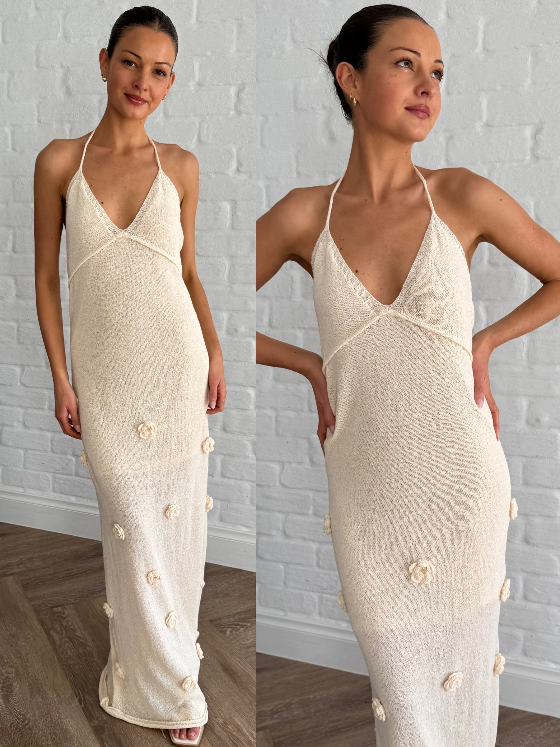 Petal drift halter dress